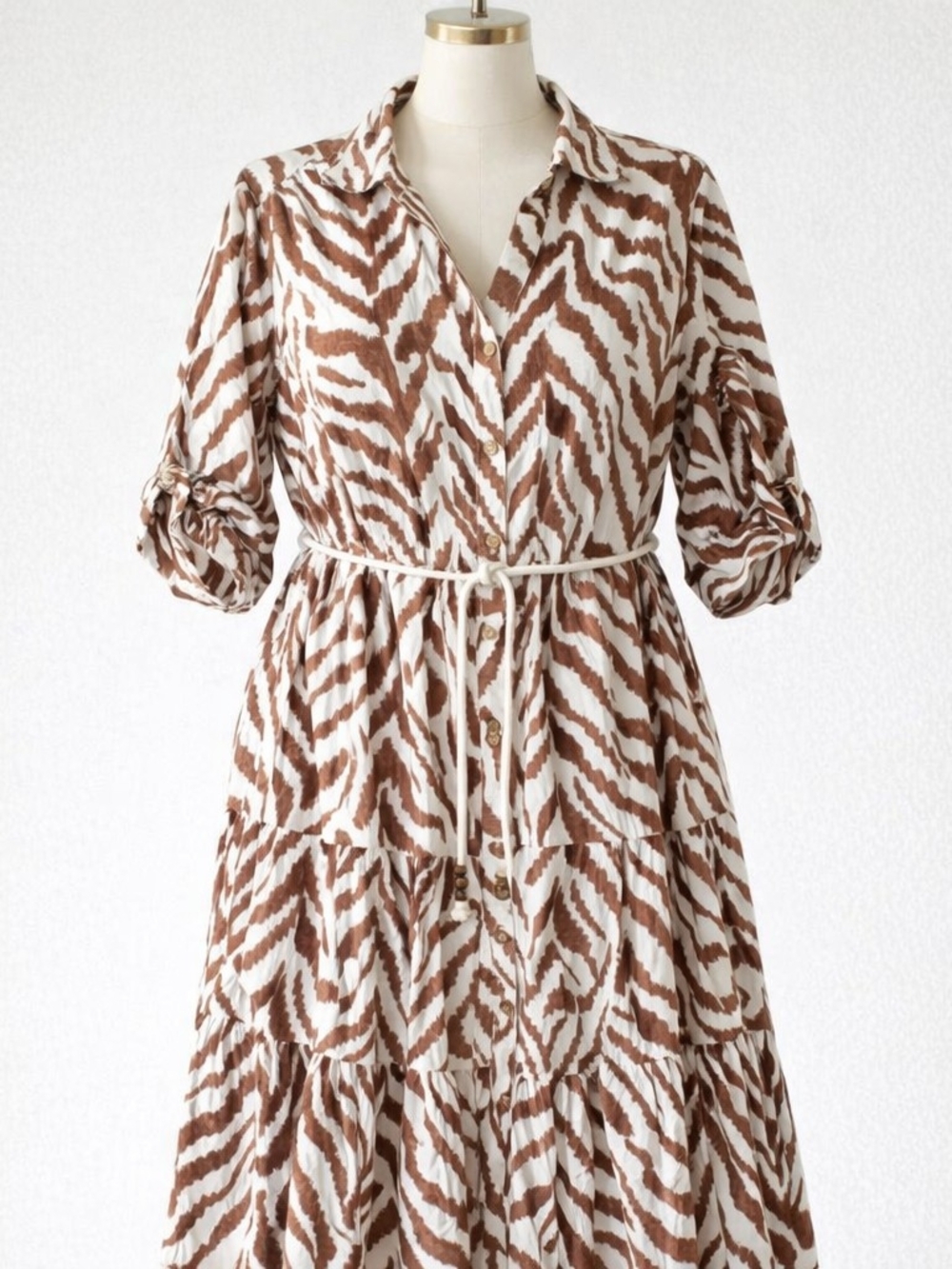 Midi Cotton Shirt Dress Mlle Gabrielle Zebra-Print